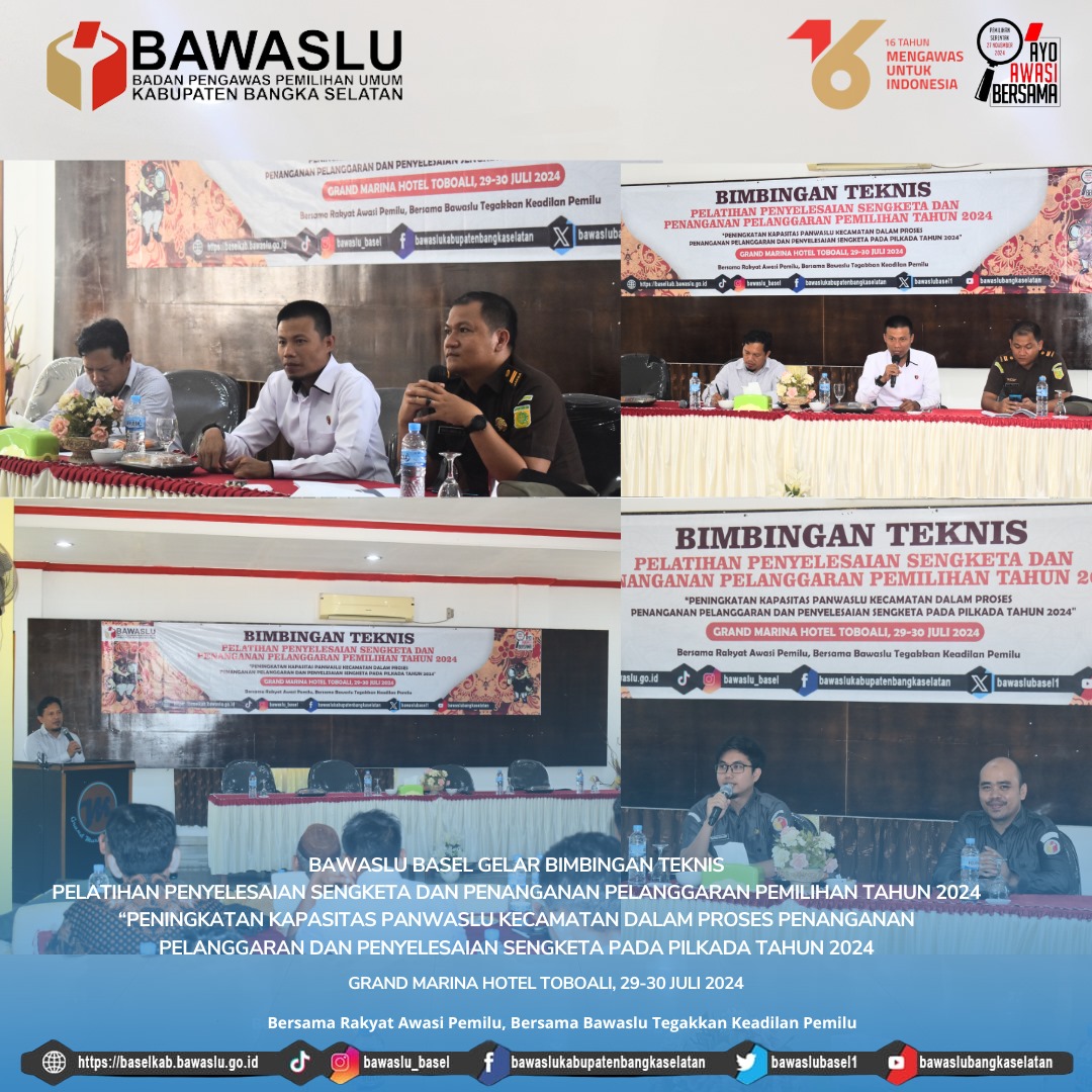 Bawaslu Bangka Selatan Gelar Bimtek untuk Panwaslu: Optimalkan Kesiapan Hadapi Pelanggaran dan Sengketa Pilkada 2024
