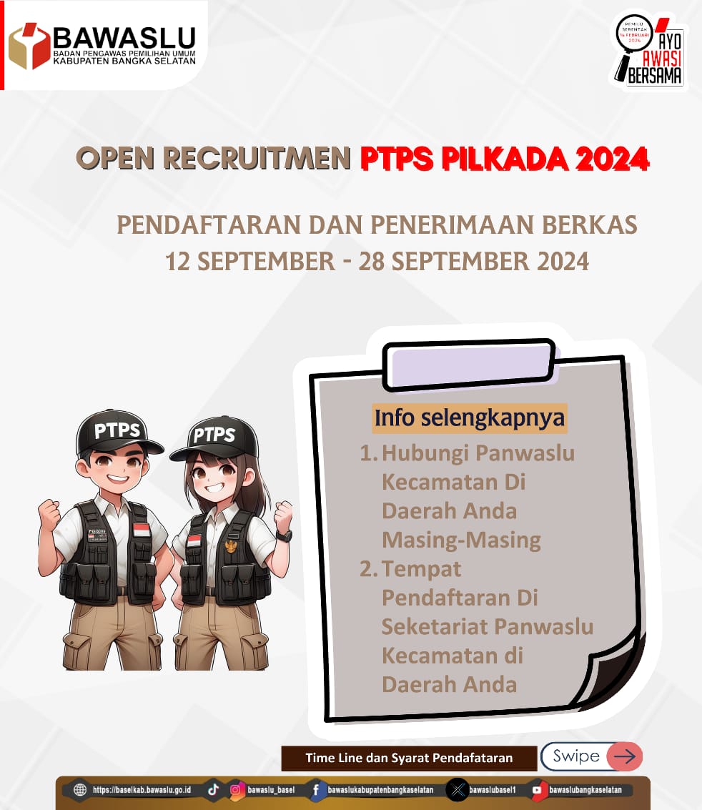 Bawaslu Bangka Selatan Gelar Sosialisasi Pembentukan PTPS Se-Kabupaten Bangka Selatan pada Pemilihan Serentak 2024
