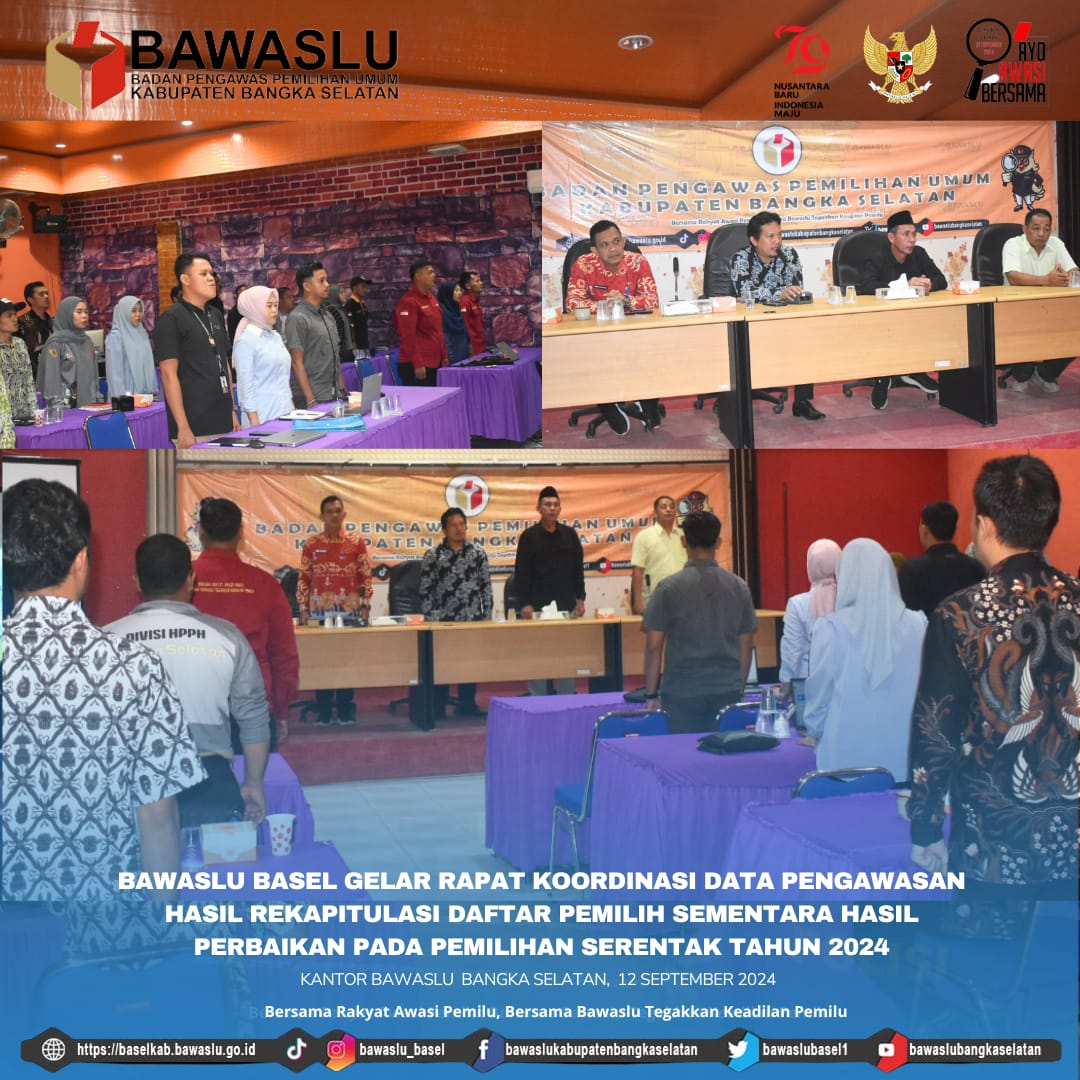 Bawaslu Bangka Selatan Gelar Rapat Koordinasi Pengawasan Rekapitulasi Daftar Pemilih Sementara Hasil Perbaikan pada Pemilihan Serentak 2024