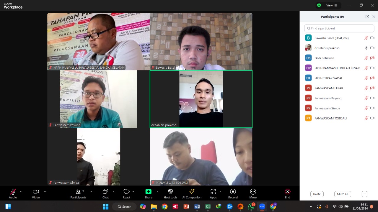 Bawaslu Bangka Selatan Gelar Rapat Zoom Bahas Pengawasan DPSHP Pemilihan Serentak 2024