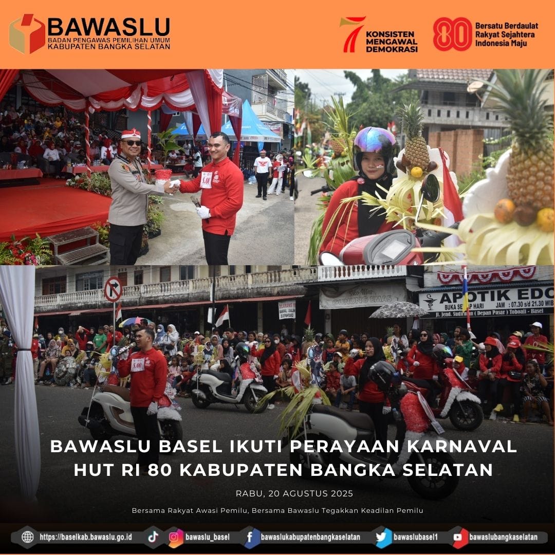 Bawaslu Bangka Selatan Meriahkan HUT Kemerdekaan RI ke-80 dengan Karnaval Kendaraan Hias